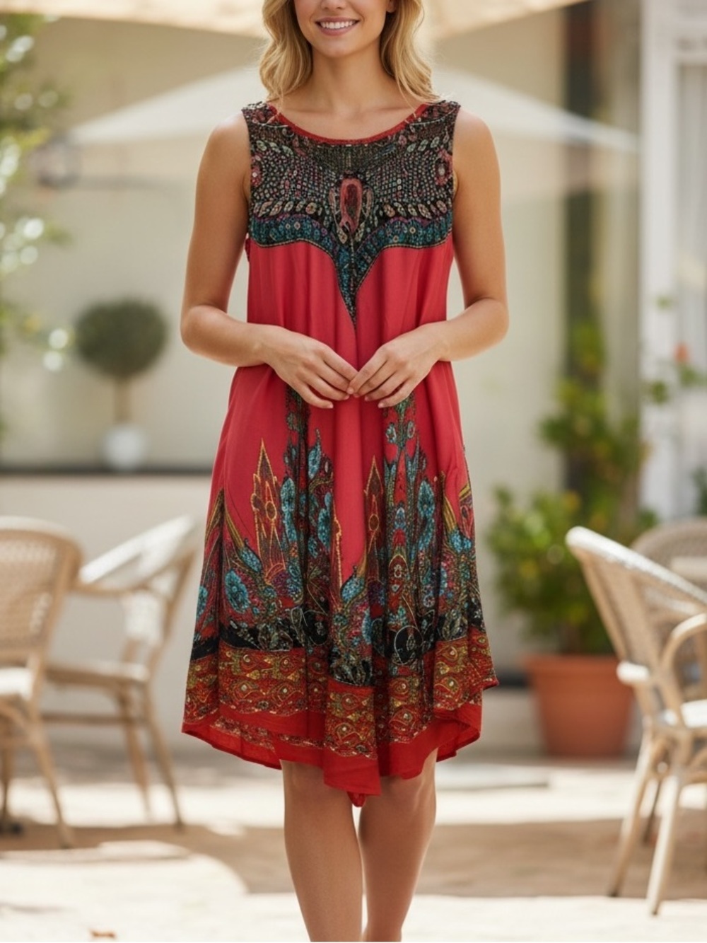 Lapogee Summer Sun Umbrella Bohemian Flowy Dress
